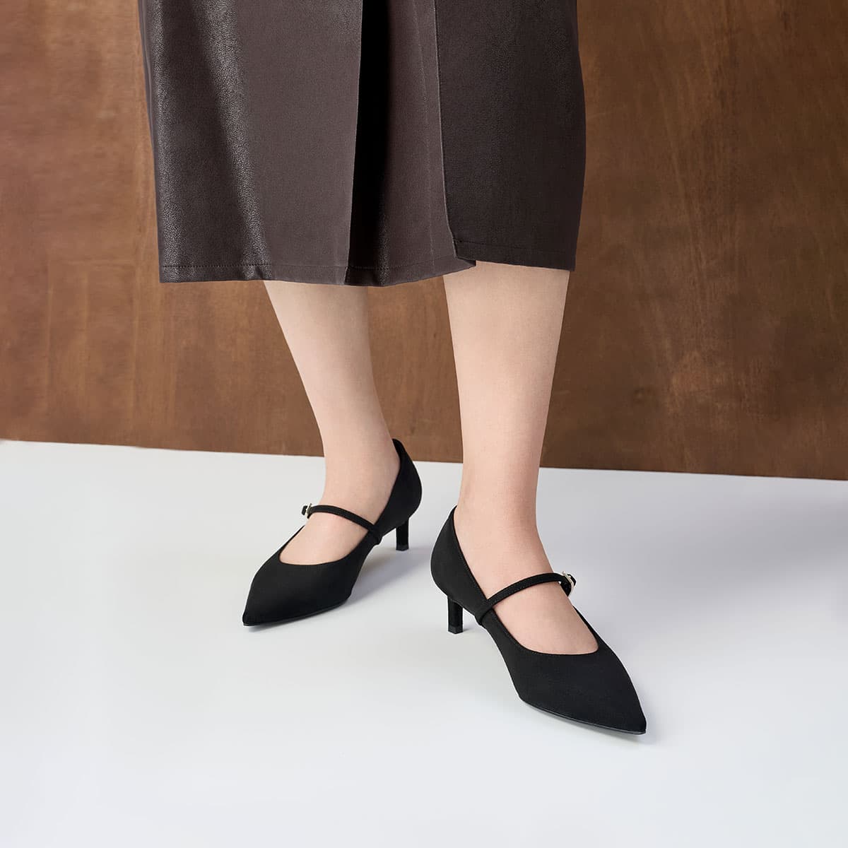 CHARLES&KEITH Ткань с крокодиловым узором, туфли Мэри Джейн с заостренным носком и узким каблуком 4,6 см, женские - изображение 4