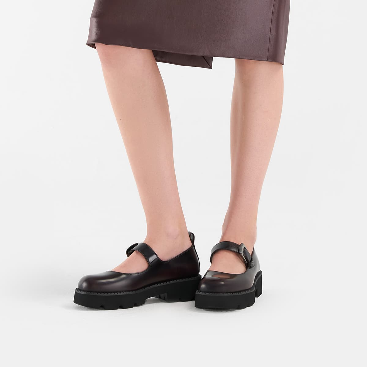 CHARLES&KEITH Готическое платье в стиле Лолита из искусственной кожи, удобные и универсальные туфли Мэри Джейн с грубым каблуком 4,4 см, женские Black Box/Бордовый - изображение 5