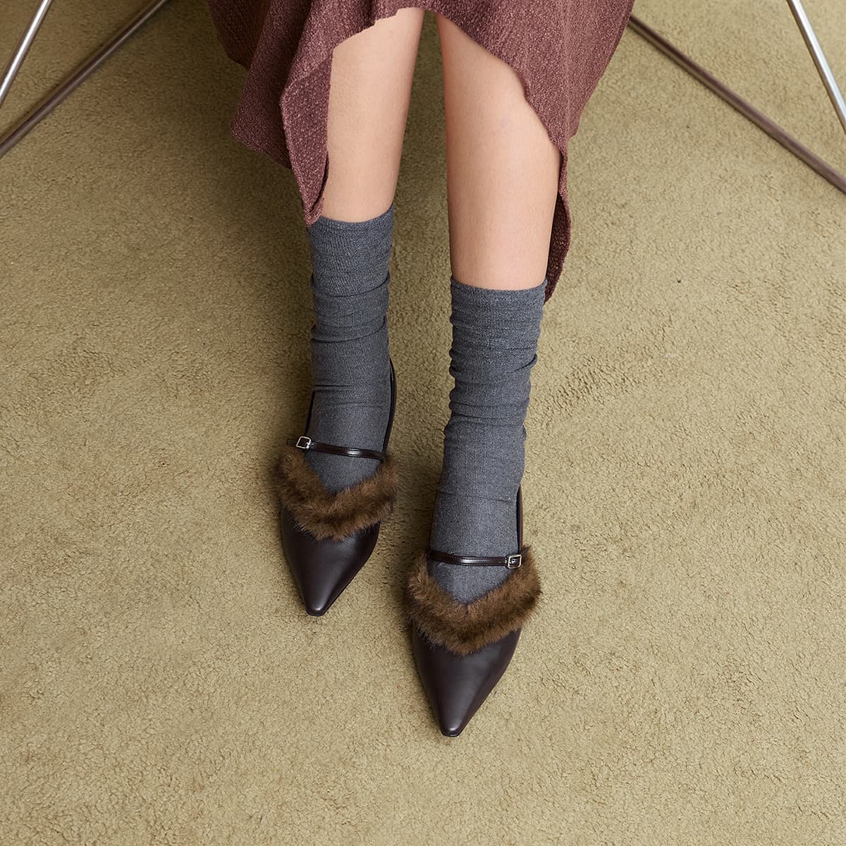 Тапочки CHARLES KEITH Маленький CK Ткань Повседневная обувь Женские - изображение 4