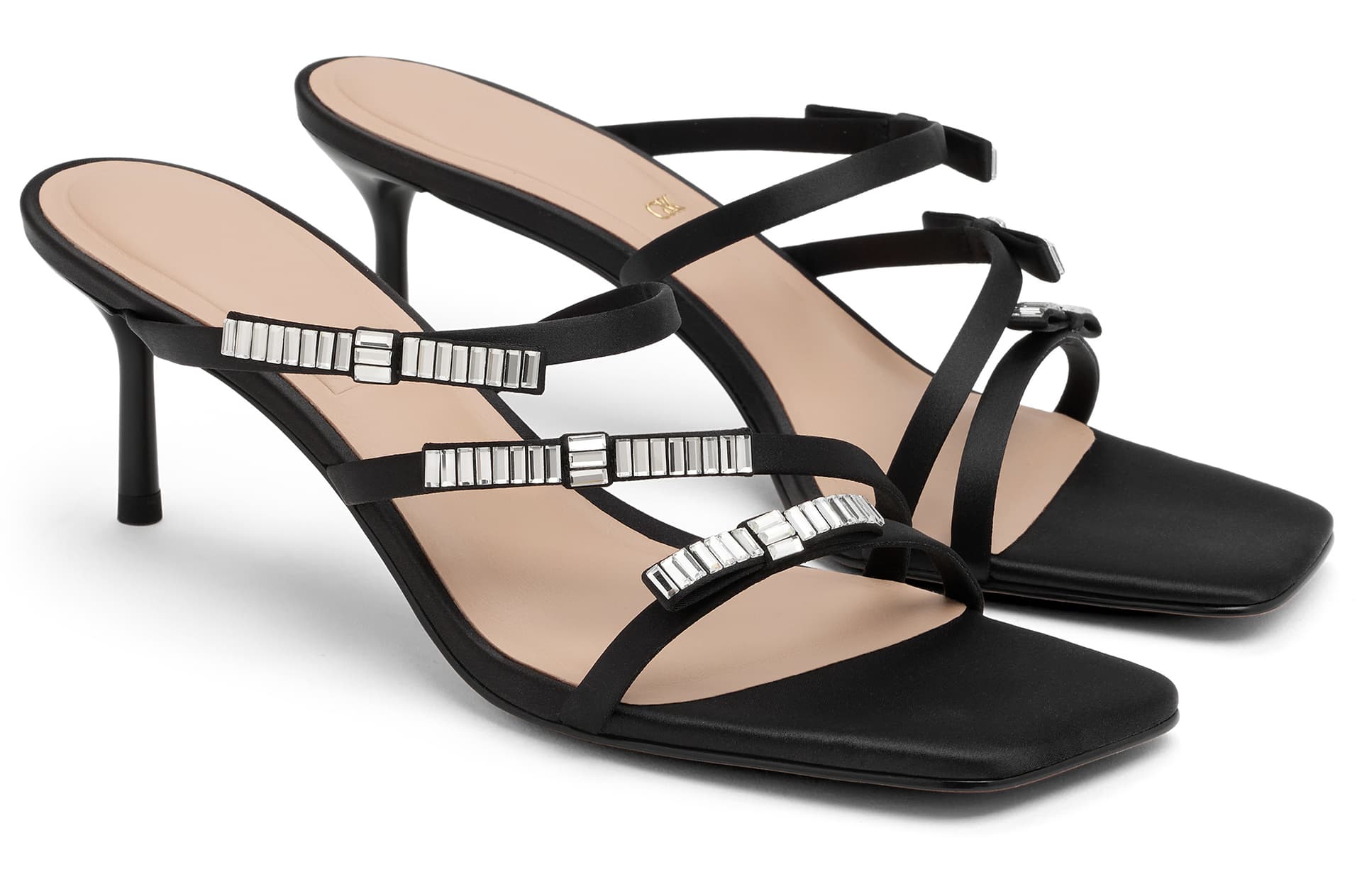 Сандалии CHARLES&KEITH Весенние Босоножки На Каблуке 6,3 См С Бантом И Стразами, Композитная Подошва - изображение 3