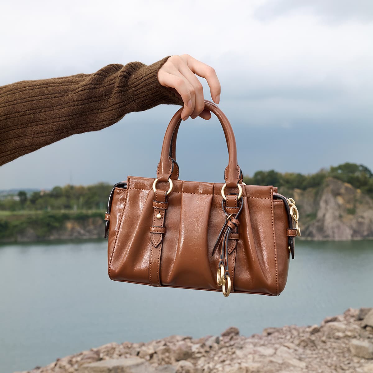 Сумка CHARLES KEITH ПУ (полиуретан) Сумки Маленькие Женские Черный Шоколад - изображение 5