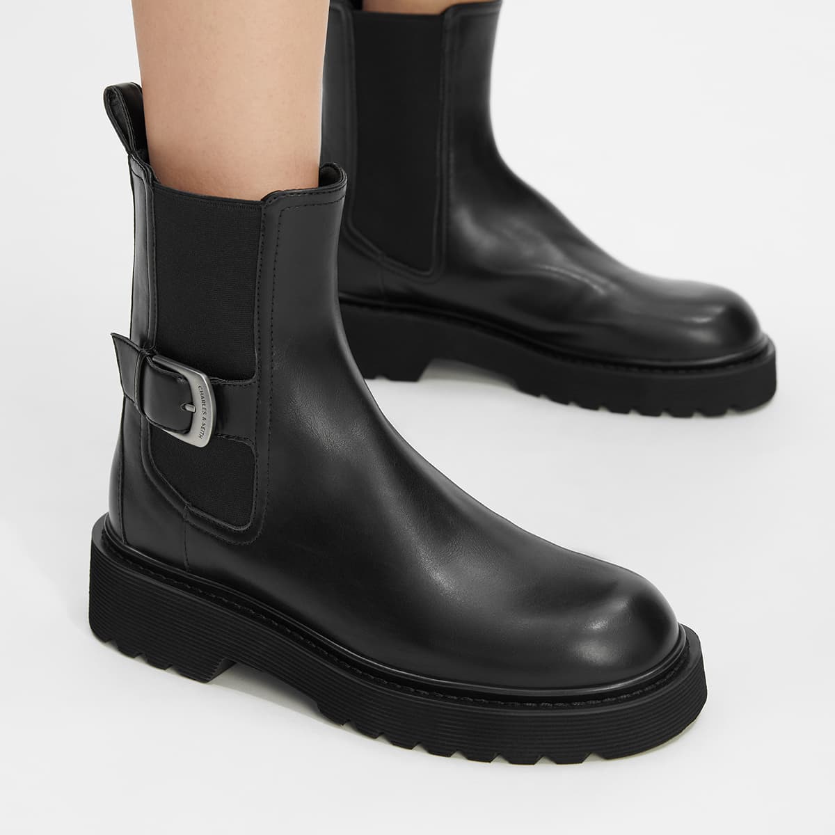 Сапоги CHARLES KEITH Маленькие ботильоны CK PU (полиуретан) 4,3 см женские черный темно-коричневый темно-кофейный мел-белый - изображение 10
