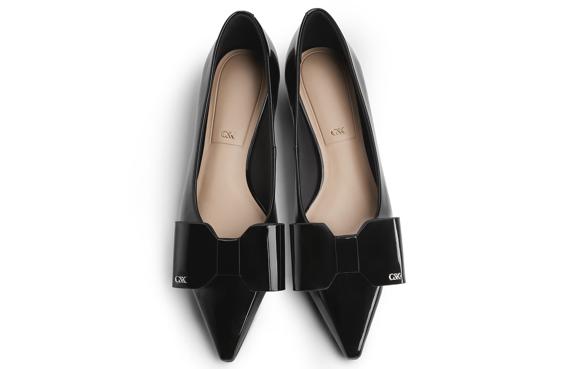Тапочки CHARLES&KEITH Верхний слой коровьей кожи заостренный носок плоская подошва бант женские повседневные туфли 1,6 см - изображение 3