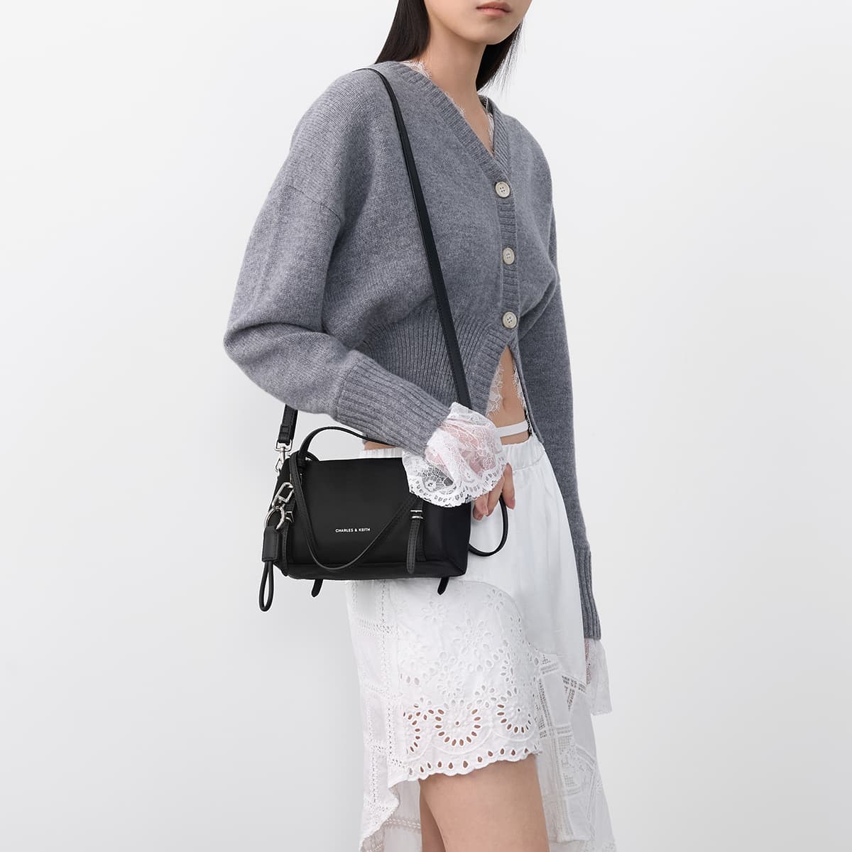 Мини-сумка CHARLES KEITH Ткань Бостонская сумка Одно плечо Сумка Маленький Женские Многоцветный - изображение 4