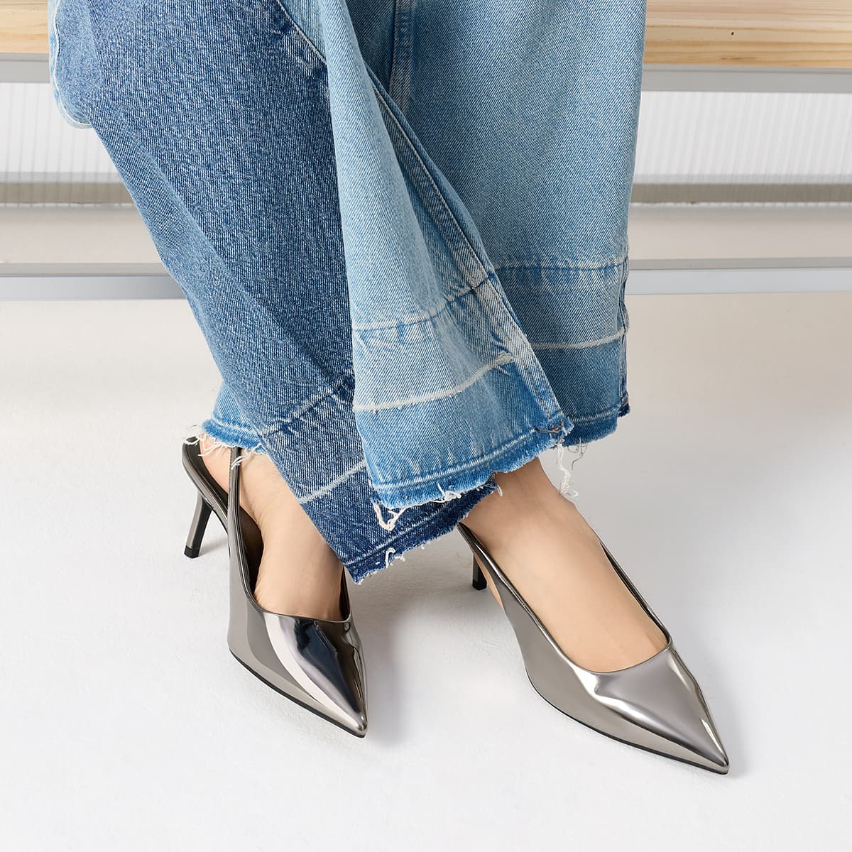 Туфли CHARLES&KEITH PU элегантные офисные босоножки с открытой пяткой и узким каблуком 7,2 см - изображение 4