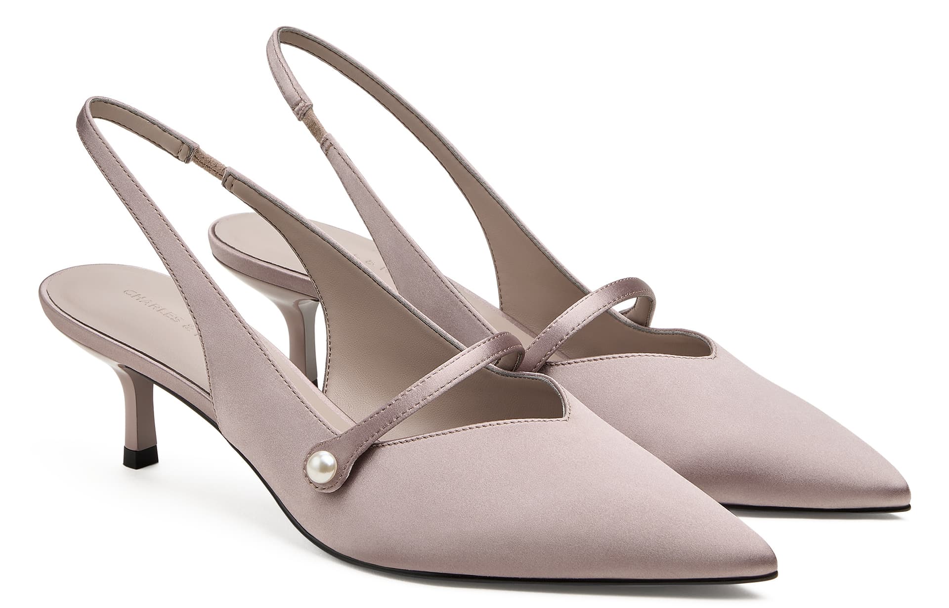 Туфли CHARLES&KEITH Элегантные сандалии на узком каблуке 5,6 см с заостренным носком жемчужного цвета Женские Розово-лиловый - изображение 3