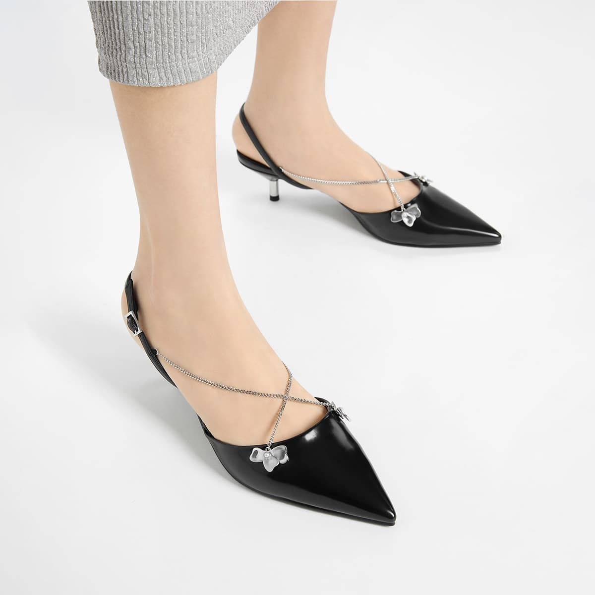 Шлёпанцы CHARLESKEITH ck PU 5.3cm ChalkBlack BoxSilver - изображение 4