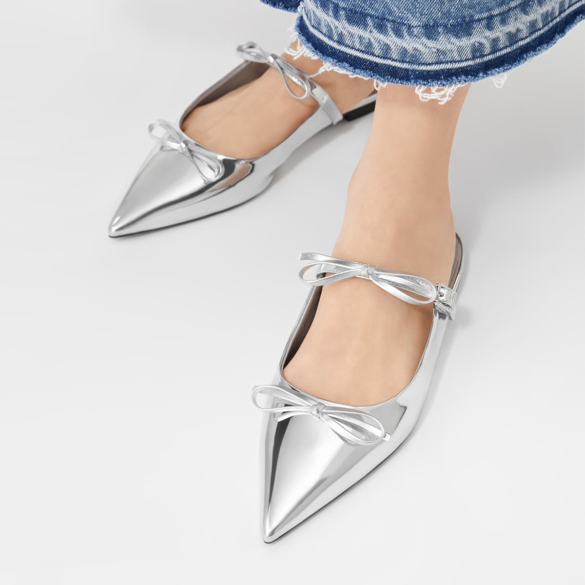 Сандалии CHARLES&KEITH Бант заостренный носок плоская подошва Müller композитная подошва тапочки с закрытым носом 1,5 см женский - изображение 4