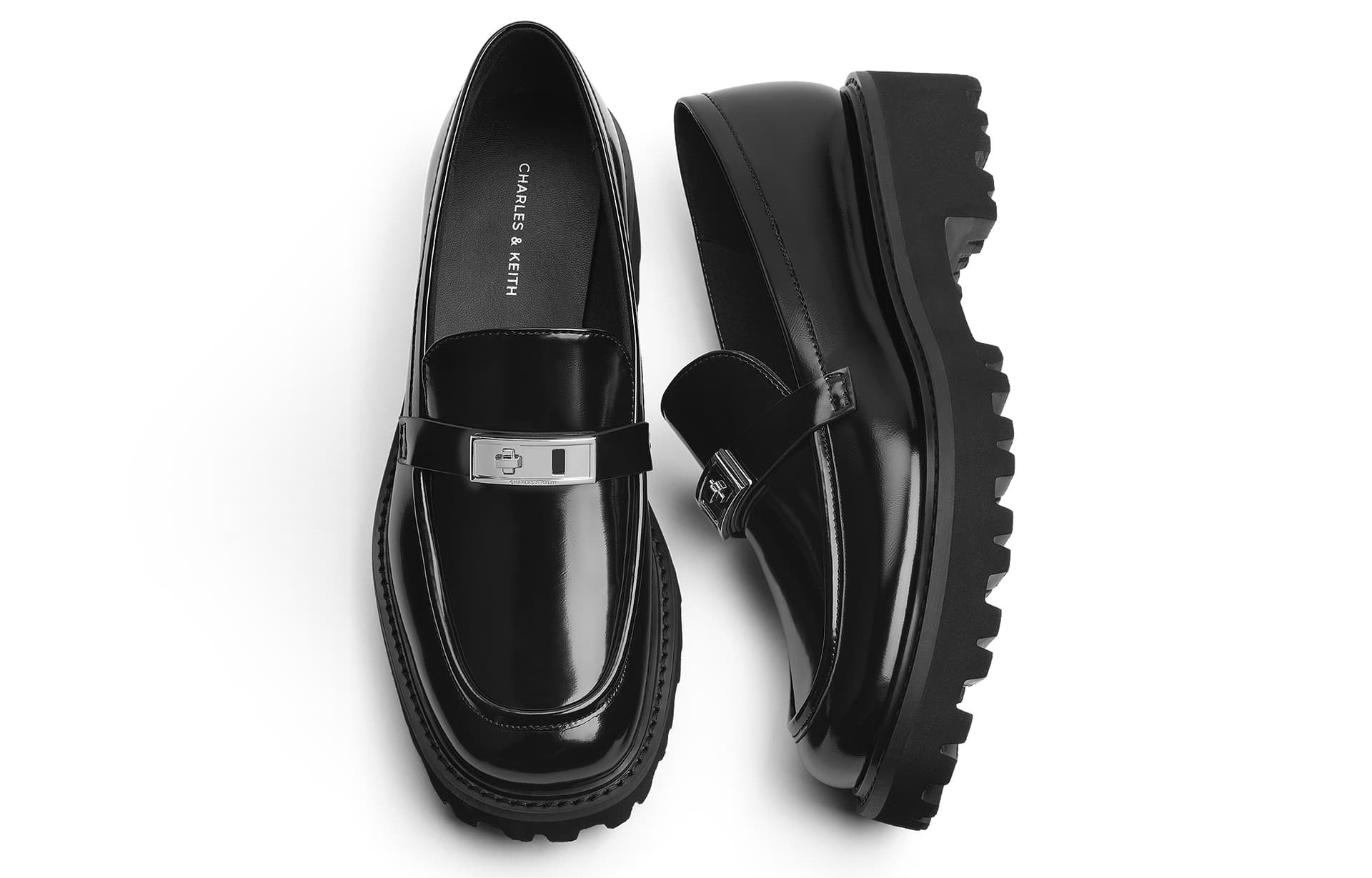 Лоферы CHARLES&KEITH PU Винтажные лоферы на платформе с металлической пряжкой 5,5 см Женские - изображение 3