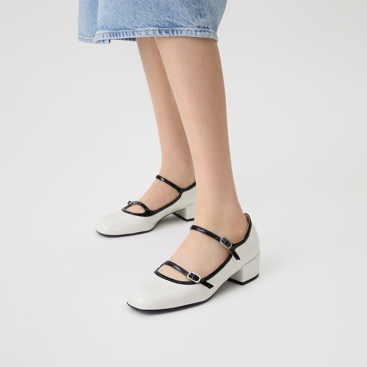 CHARLES&KEITH Туфли Мэри Джейн с круглым носком, многоцветные, на грубом каблуке 4,1 см - изображение 4