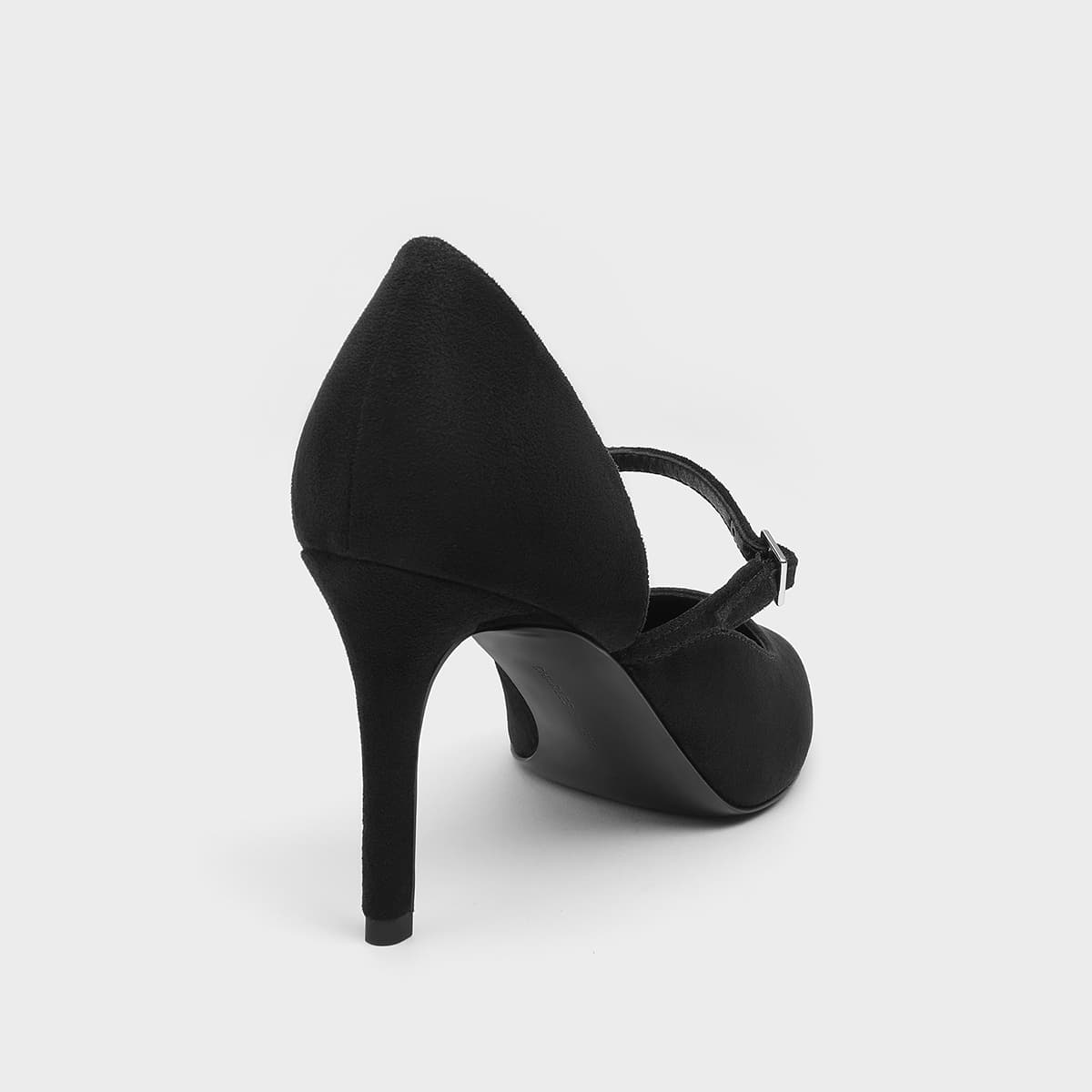 Туфли CHARLES&KEITH Женские туфли на узком каблуке 8,1 см с острым носком и текстурированной черной тканью - изображение 4