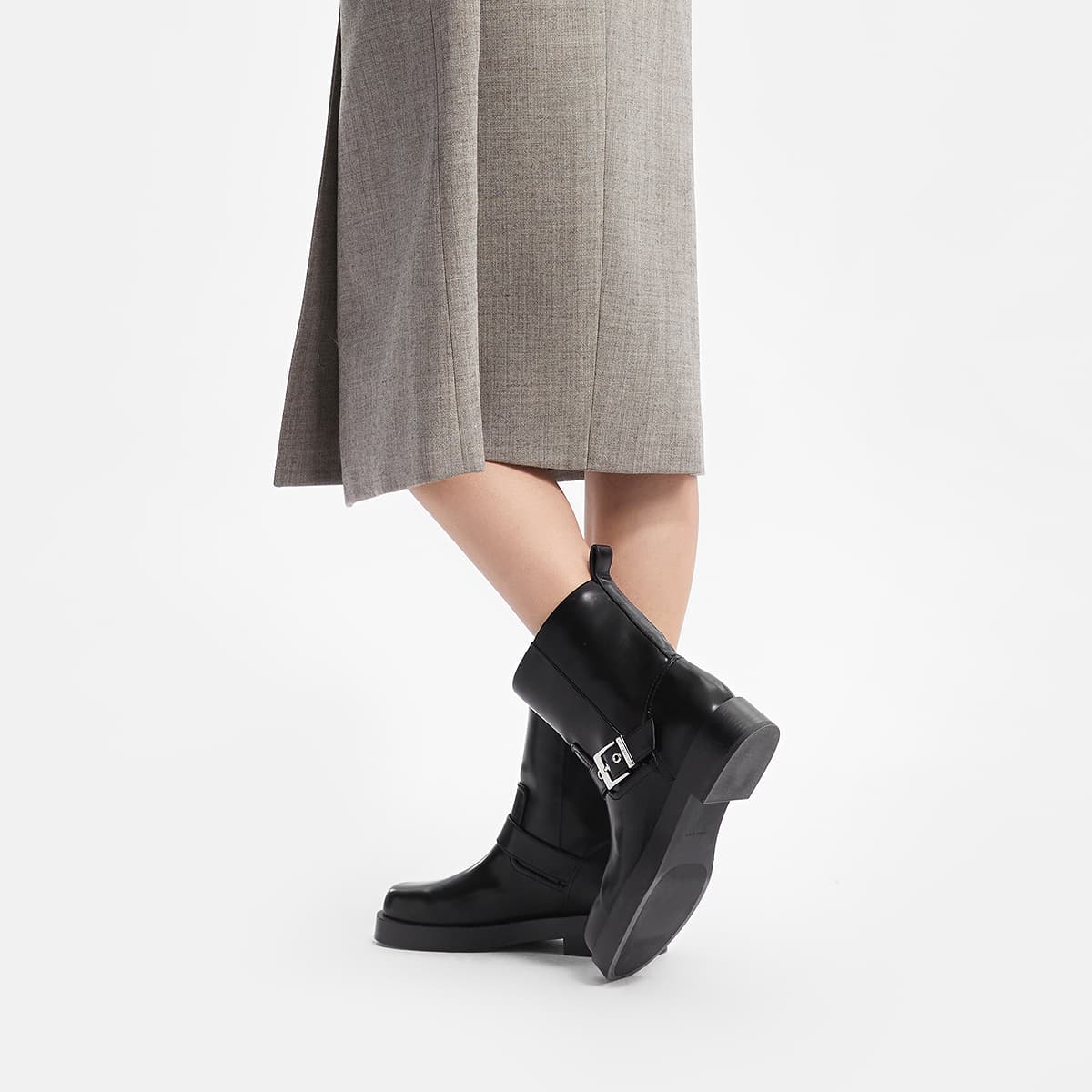 Сапоги CHARLES&KEITH PU ботильоны с металлической пряжкой и круглым носком, каблук 4 см, женские, многоцветные - изображение 9