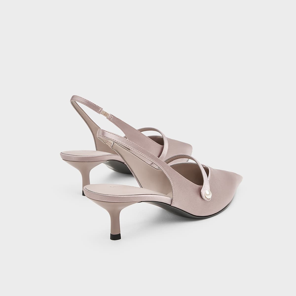 Туфли CHARLES&KEITH Элегантные сандалии на узком каблуке 5,6 см с заостренным носком жемчужного цвета Женские Розово-лиловый - изображение 4