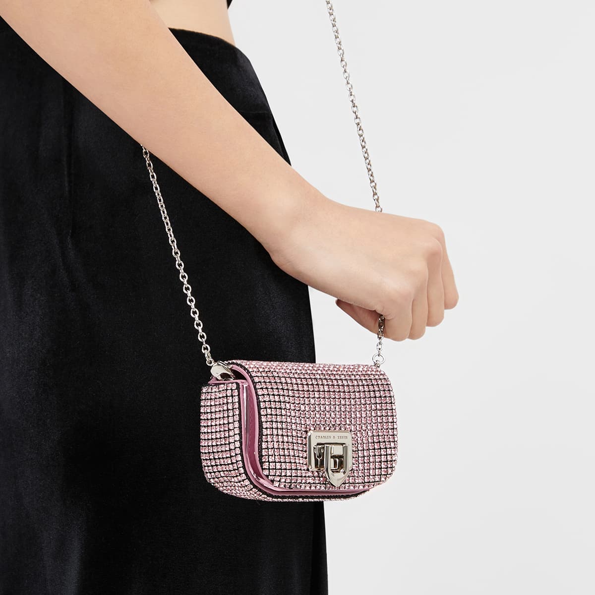 Сумка для наушников CHARLES KEITH Charles Keith Искусственный кристалл Полиуретан Наушники Чехол Сумка через плечо Мини-версия Женская - изображение 11