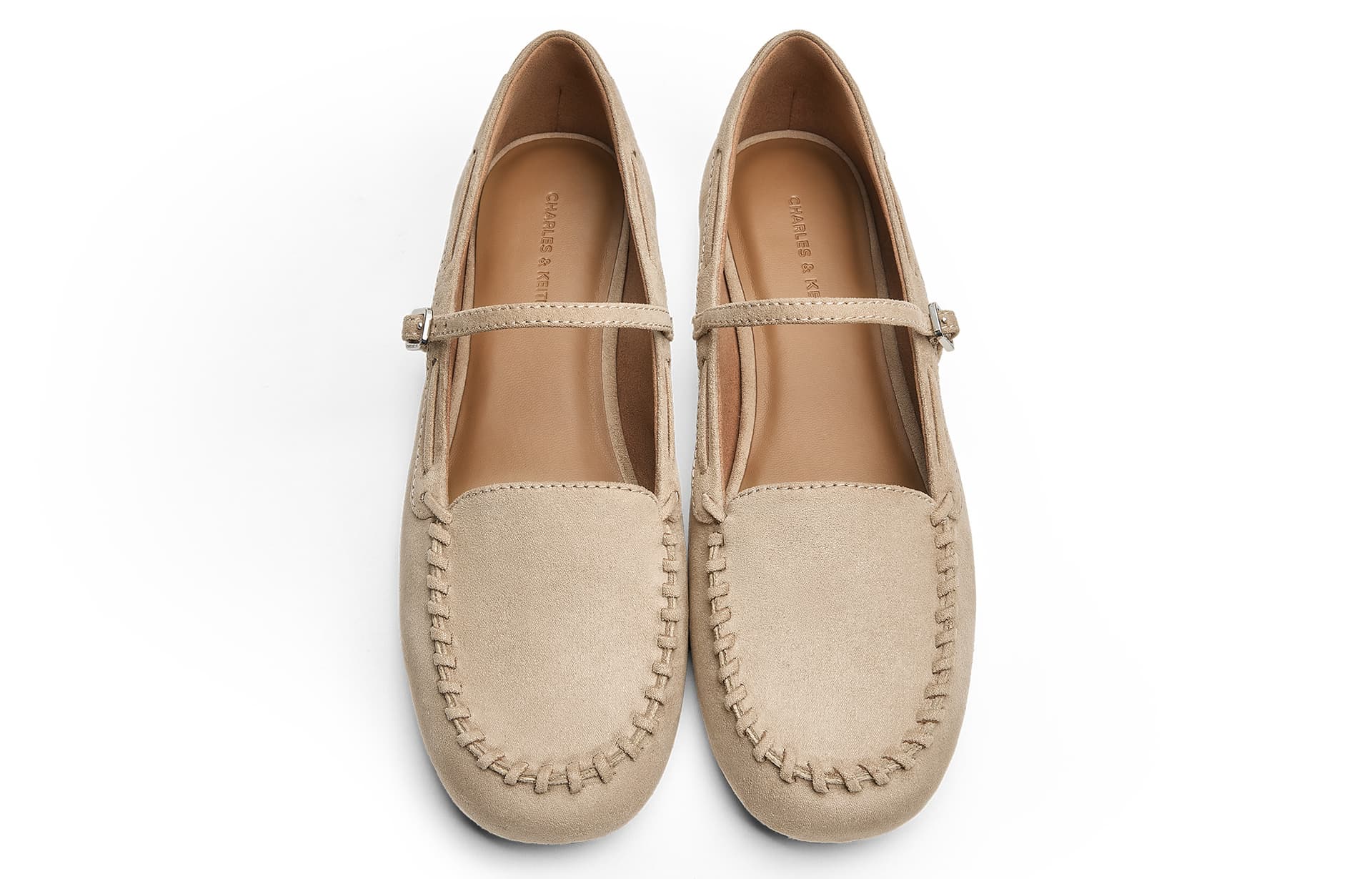 CHARLES&KEITH Весенние винтажные лоферы из PU замши на плоской подошве 0,9 см Туфли Мэри Джейн для женщин - изображение 3