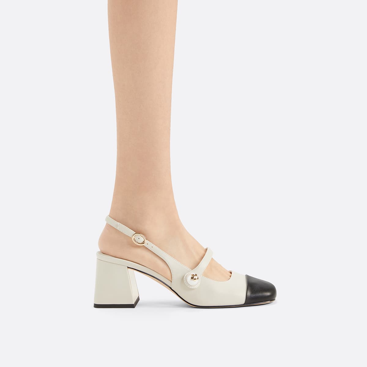 Шлёпанцы CHARLESKEITH ck PU 6.1cm ChalkBLACK TEXTUREDCream - изображение 4