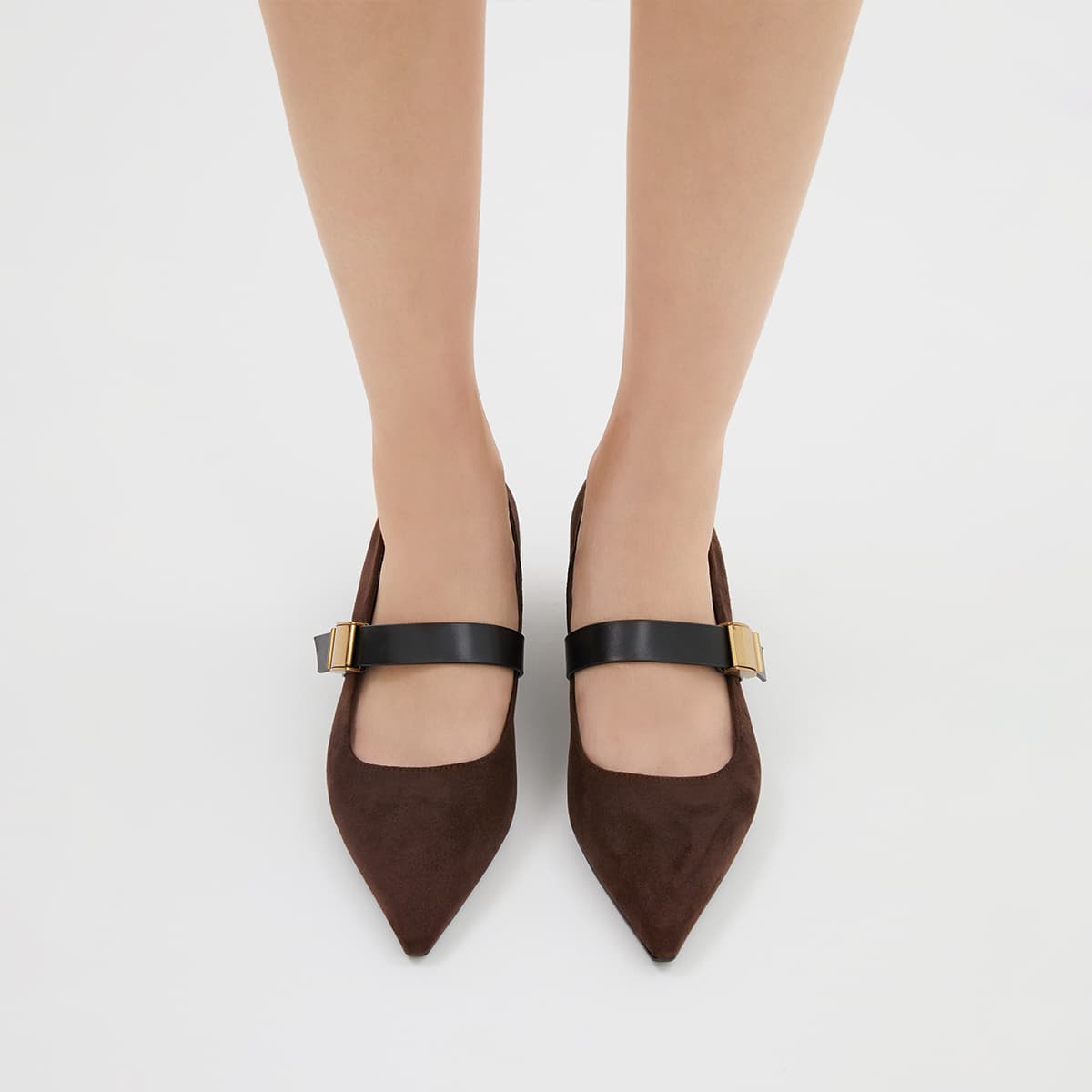 CHARLES&KEITH Обувь без подкладки из искусственной замши с заостренным носком, грубый каблук, туфли Мэри Джейн, около 4см, женские, многоцветные - изображение 4