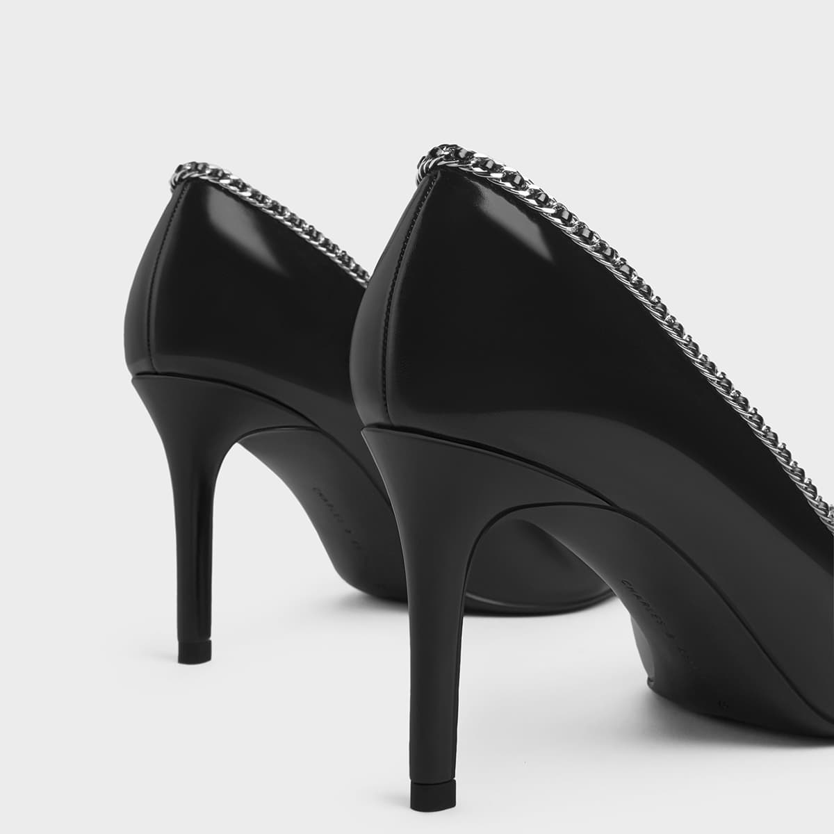 Туфли CHARLES KEITH Маленький Ck ПУ (полиуретан) Узкий каблук Высокие каблуки 8 см Женские Черный Коробка Черный - изображение 4