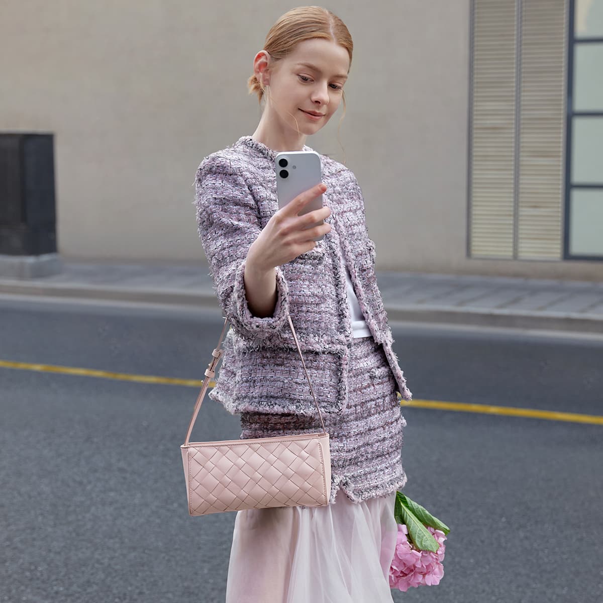 Мини-сумка CHARLES&KEITH Минималистичная PU сумка через плечо с плетением Средний размер Женский Многоцветный - изображение 3