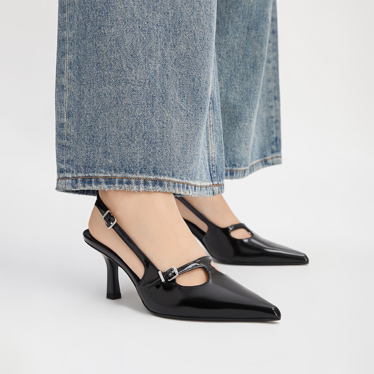 Туфли CHARLES KEITH Маленький Ck ПУ (полиуретан) Узкий каблук Высокие каблуки 7 см Женские - изображение 7