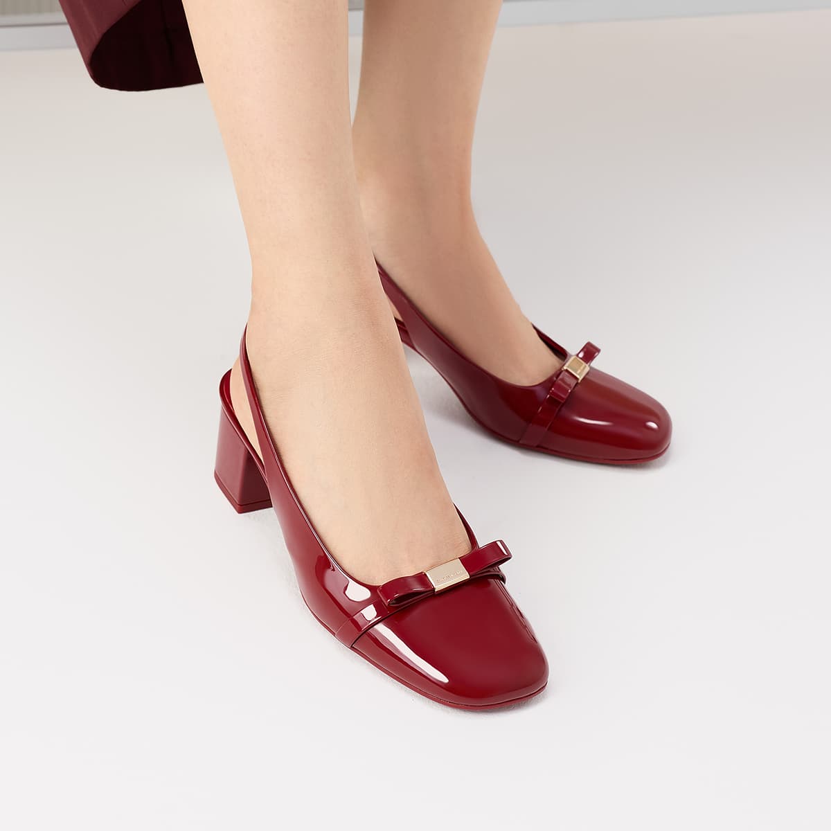 Туфли CHARLES&KEITH PU увеличивающий рост круглый носок бант обувь без подкладки сандалии свадебные квадратный каблук высокие каблуки 5,7 см женские - изображение 5