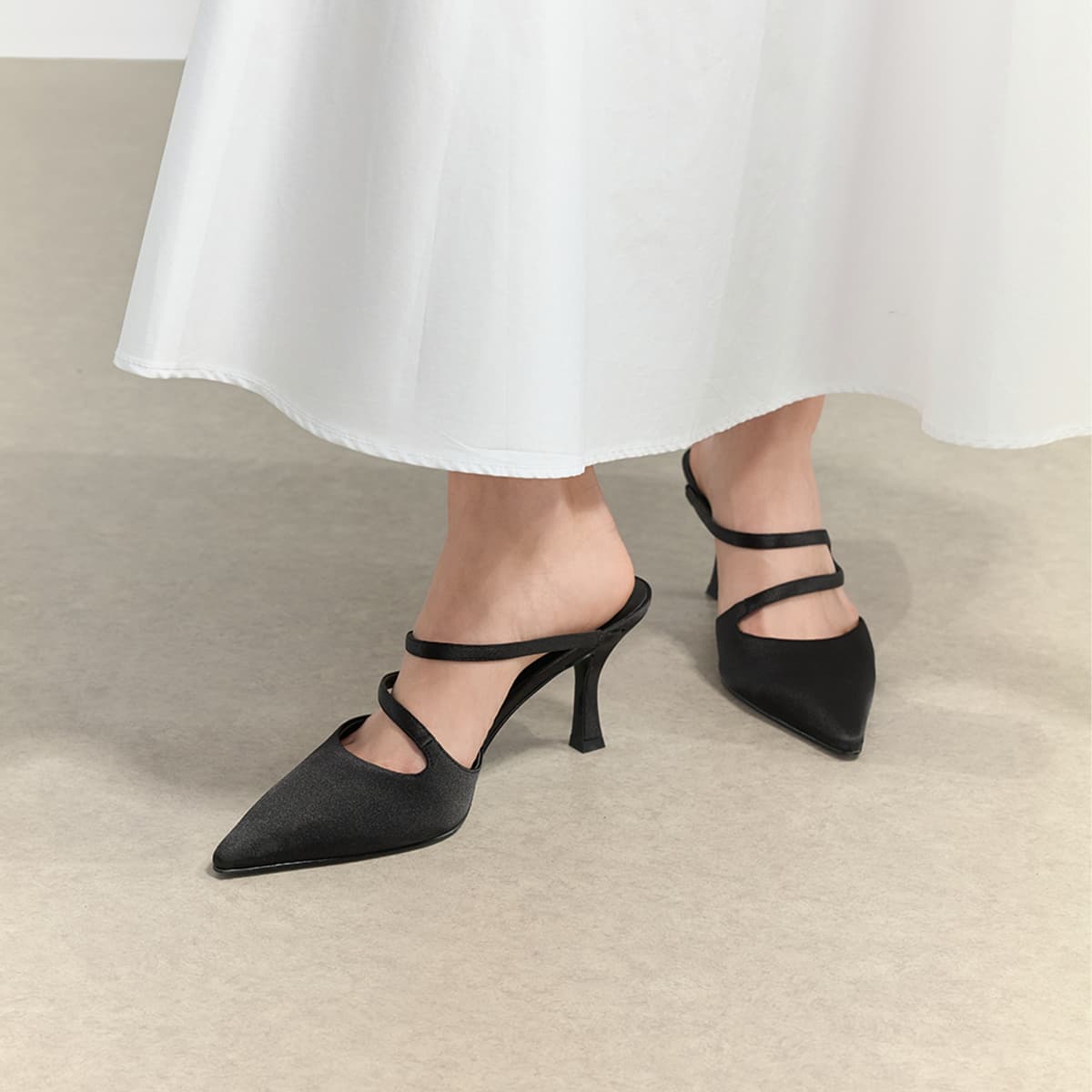Сандалии CHARLES&KEITH Летние элегантные туфли-мюли с заостренным носком на высоком каблуке 7,8 см, композитная подошва, женские - изображение 4