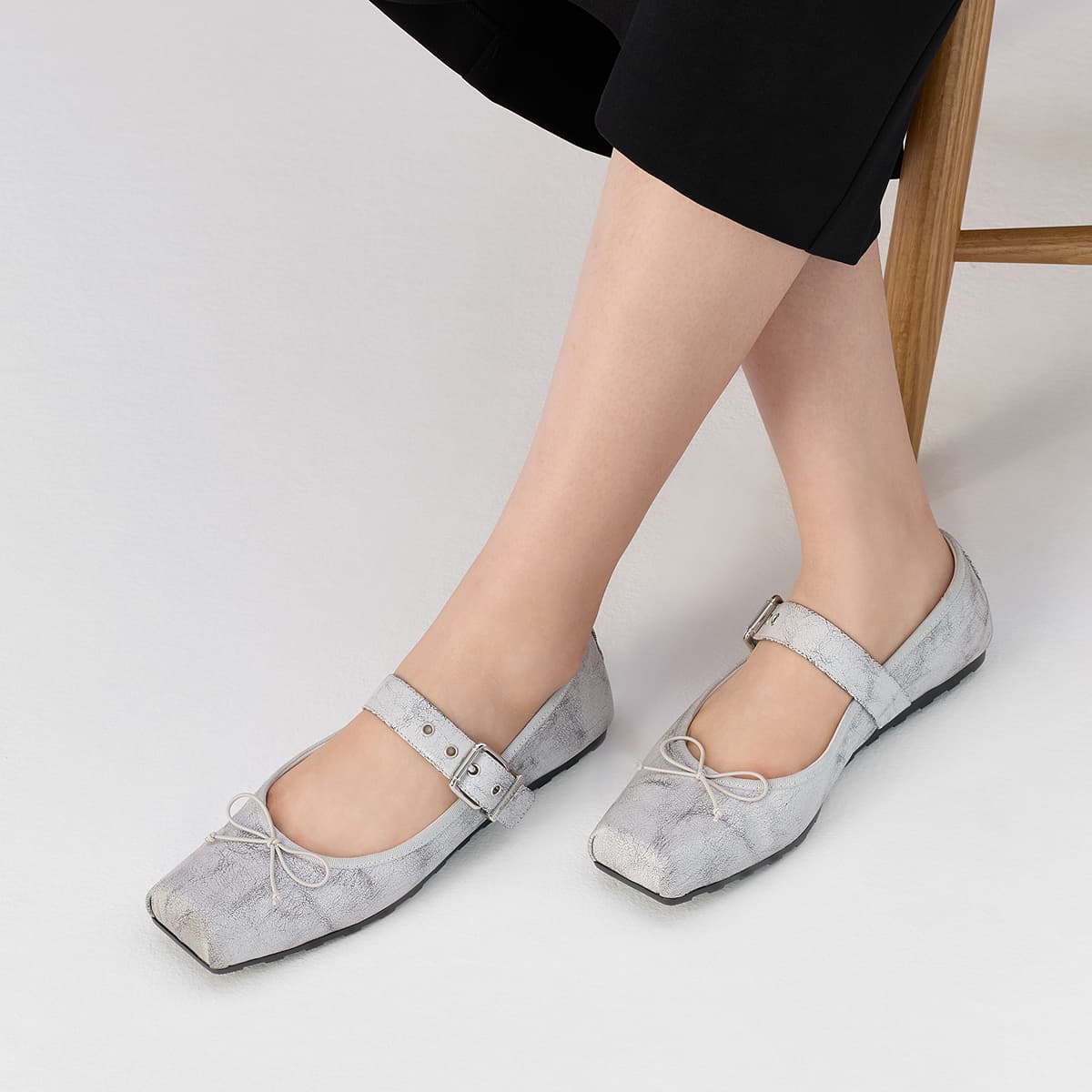 CHARLES KEITH Маленький CK Ткань Тонкие и Без Форма Туфли Мэри Джейн 1см Женские - изображение 3