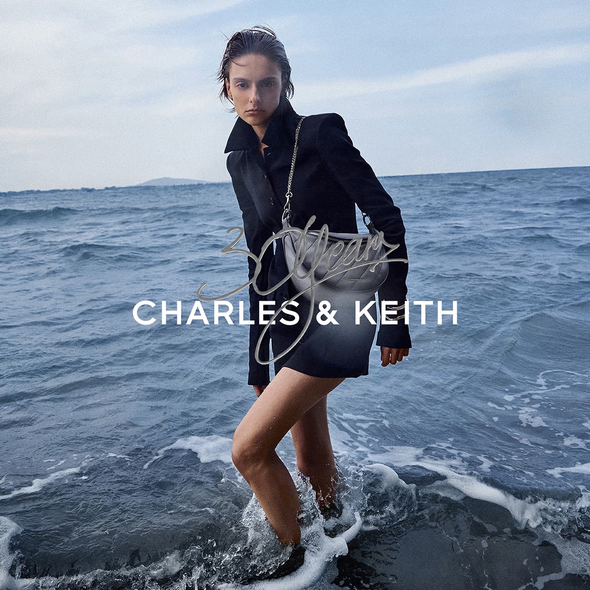 Мини-сумка CHARLES KEITH Сумка через плечо Серого цвета (включен шарм) Женская - изображение 4