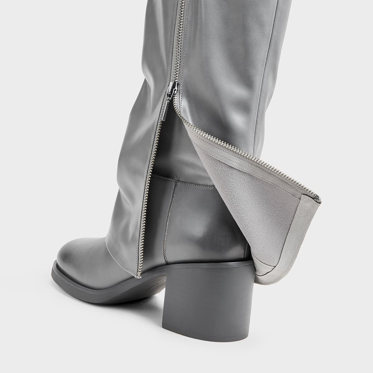 Ботинки CHARLES KEITH Колено High Ботинки Освежающий вариант Серый Светло-серый Женские - изображение 5