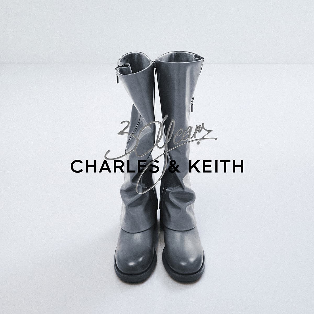 Ботинки CHARLES KEITH Колено High Ботинки Освежающий вариант Серый Светло-серый Женские - изображение 4
