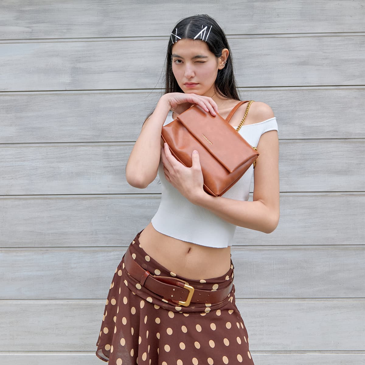 Сумка через плечо CHARLES KEITH ПУ (полиуретан) Одно плечо Подмышечный Сумка через плечо Средний Женские - изображение 4