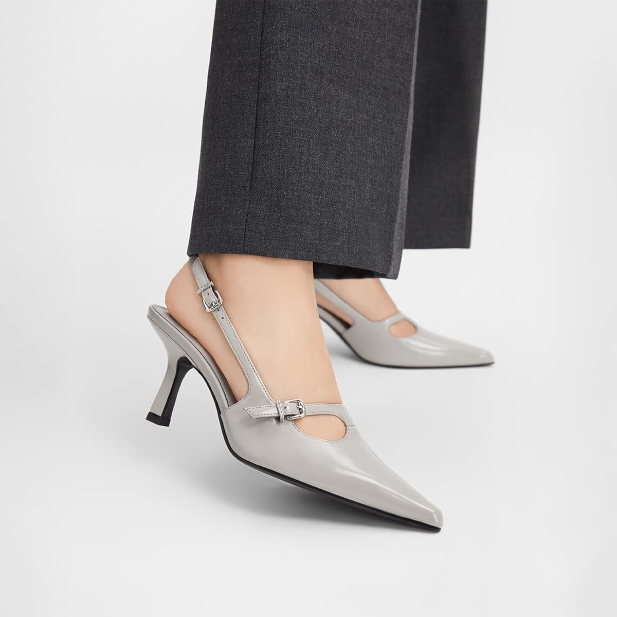 Туфли CHARLES KEITH Маленький Ck ПУ (полиуретан) Узкий каблук Высокие каблуки 7 см Женские - изображение 8
