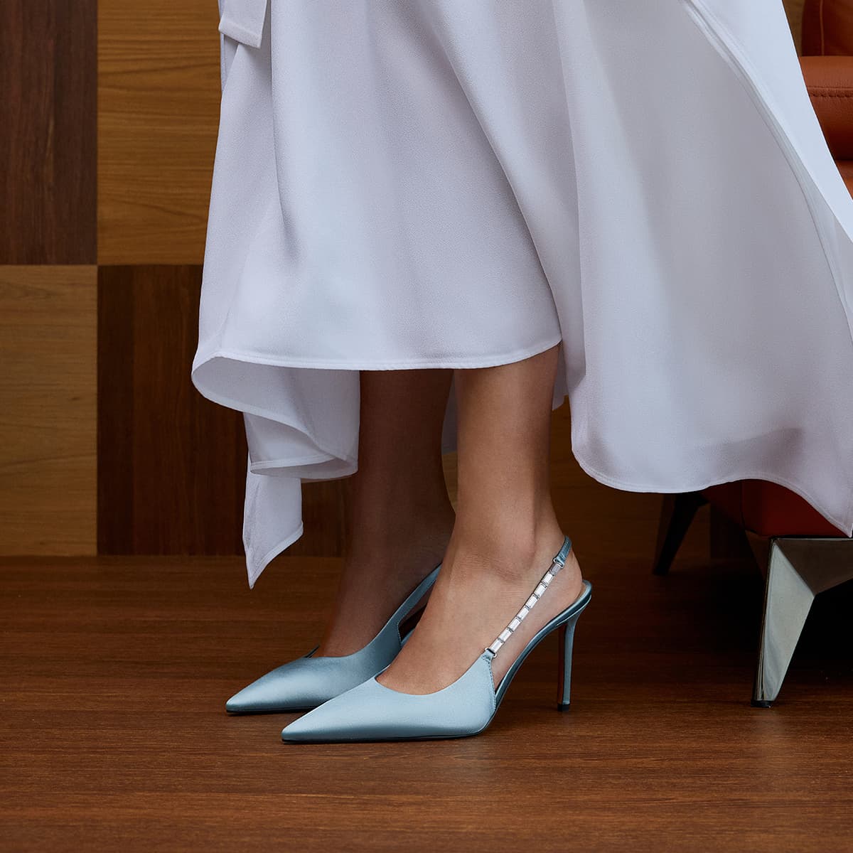 Шлёпанцы CHARLES&KEITH Элегантные женские сандалии с цепочкой и заостренным носком на высоком каблуке 9,1 см из искусственной кожи PU - изображение 4