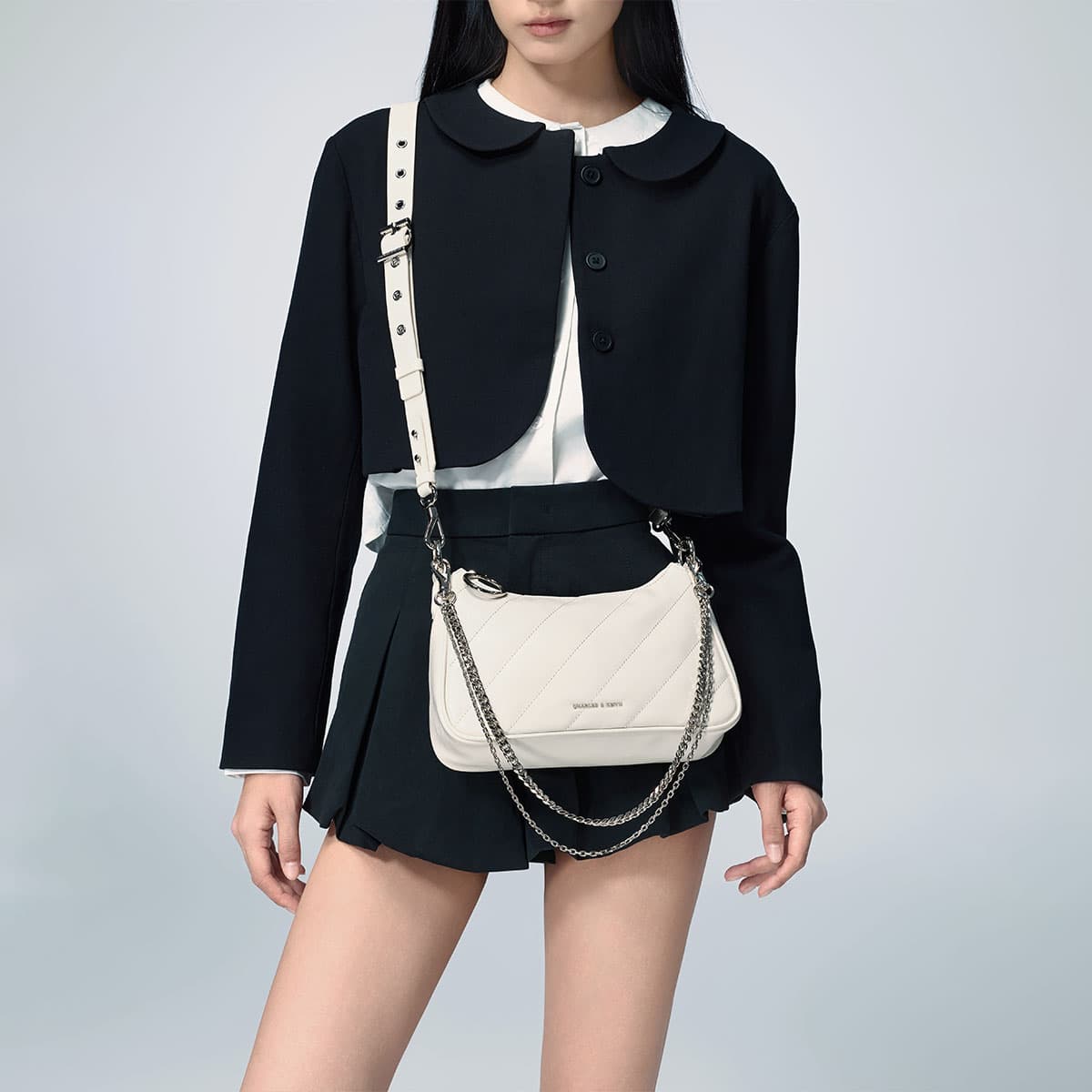 Мини-сумка CHARLES&KEITH Сумка с цепочкой на плечо через плечо PU Средний Многоцветный - изображение 3