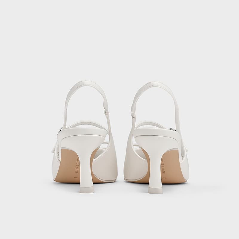 Шлёпанцы CHARLES&KEITH PU Летний бант с клубникой заостренный носок высокий каблук (6,3 см) можно носить снаружи дышащий сандалии женский - изображение 4