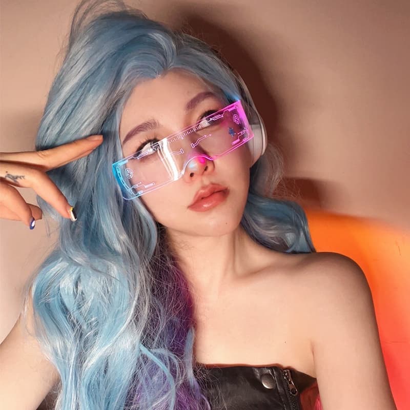 Очки AAJF Y2K Cyberpunk LED Sunglasses White - изображение 3