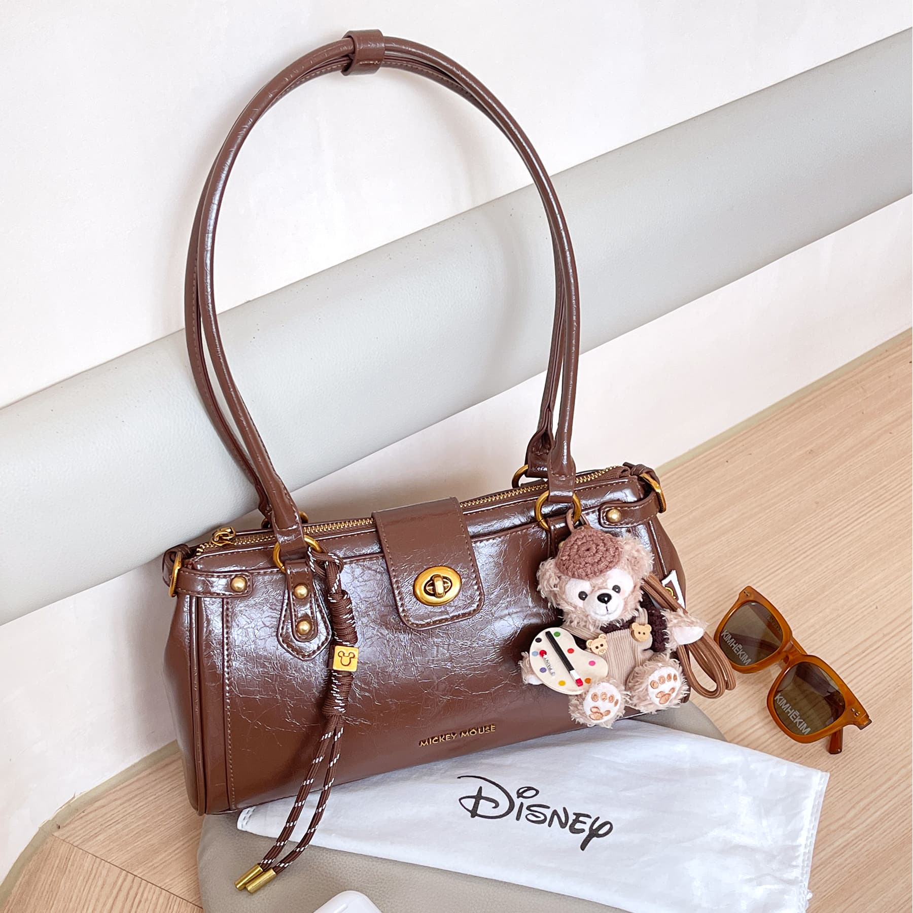 Мини-сумка Disney Mickey Mouse ПУ (полиуретан) Сумка через плечо Стандартная Женская Карамельный Коричневый - изображение 7