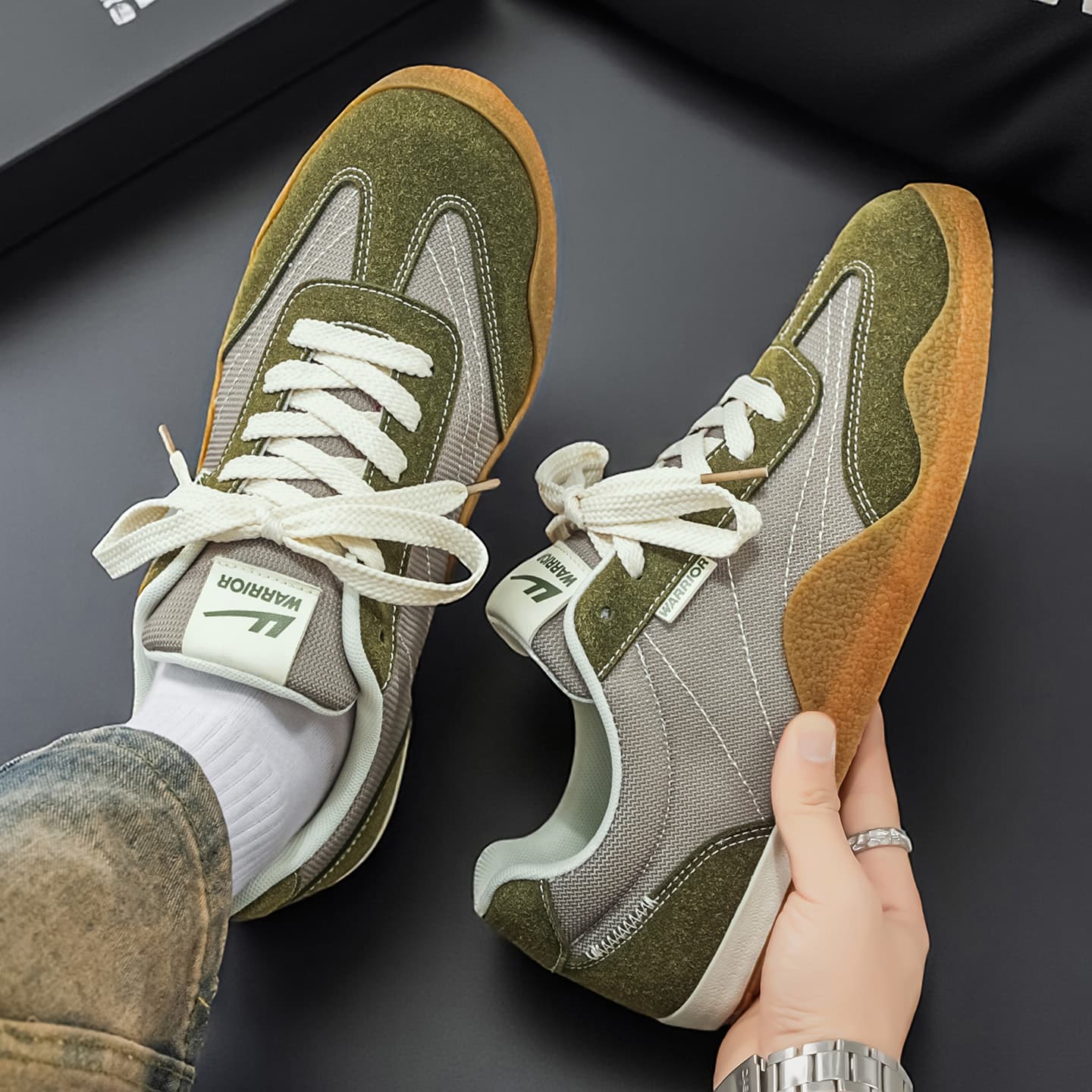 Кроссовки Warrior Low Топ Немецкие армейские кроссовки Мужской Армейский зеленый - изображение 7