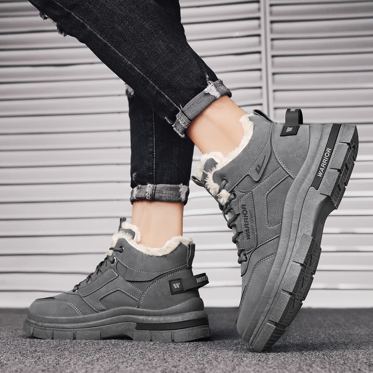 Кроссовки Warrior MID Топ Повседневная обувь Мужская Серый - изображение 8