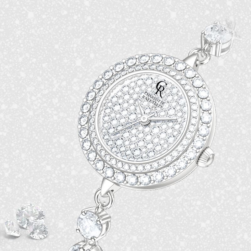 Механические часы CHARLOTTE RAFFAELLI· Radiant Collection Часы с полностью стразами и браслетом из ромашки блестящие - изображение 5