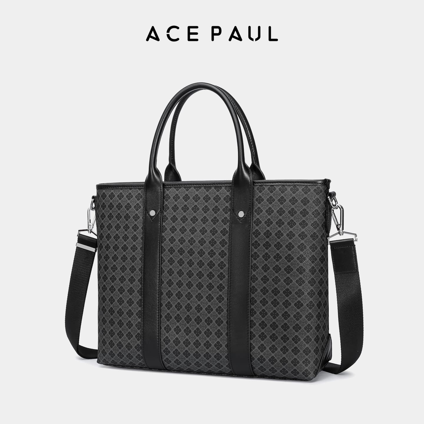 Сумка Ace Paul Лицевая коровья кожа Briefcase Сумки Унисекс Матовый черный - изображение 2