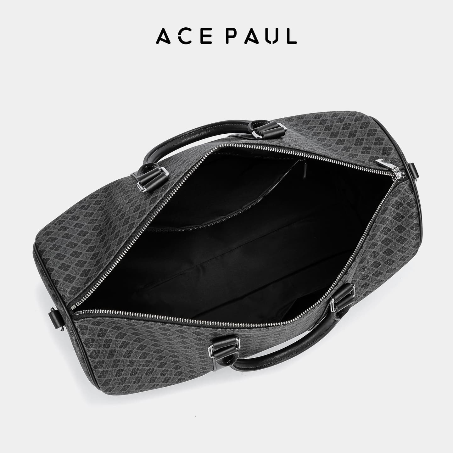 Сумка Ace Paul Лицевая коровья кожа Дорожная сумка Спортзал Сумка Сумки Большой Унисекс Матовый черный - изображение 6