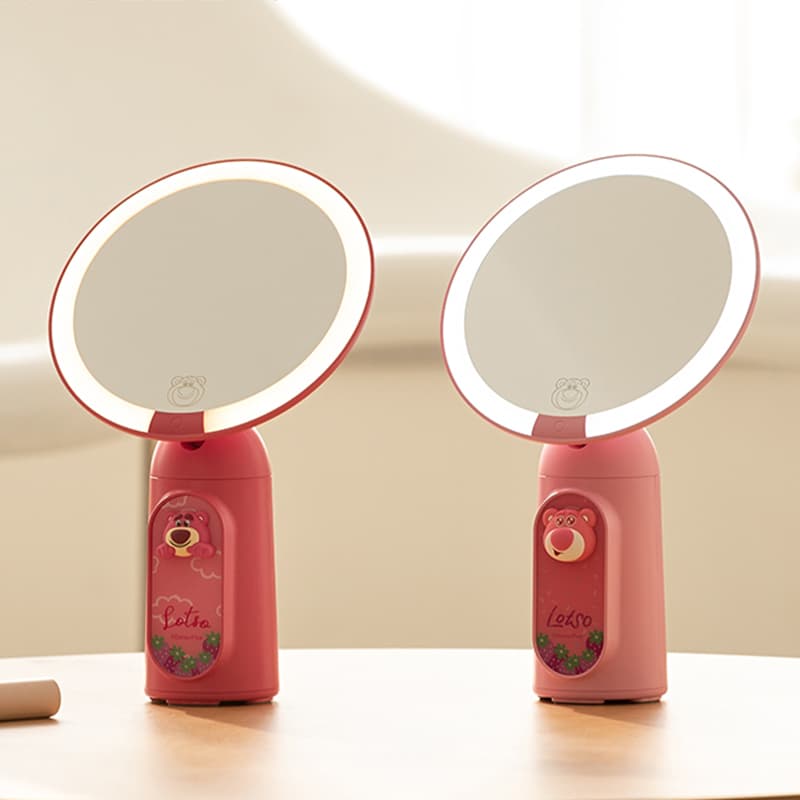 Disney Strawberry Bear Series Прекрасный Lighting Magic Mirror Зеркала для макияжа Настольный Рука Зеркальце - изображение 2