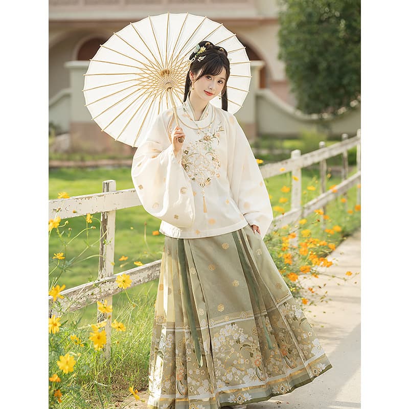 Yun Cang Yue Embroidered Fan Green Hanfu Top - изображение 6