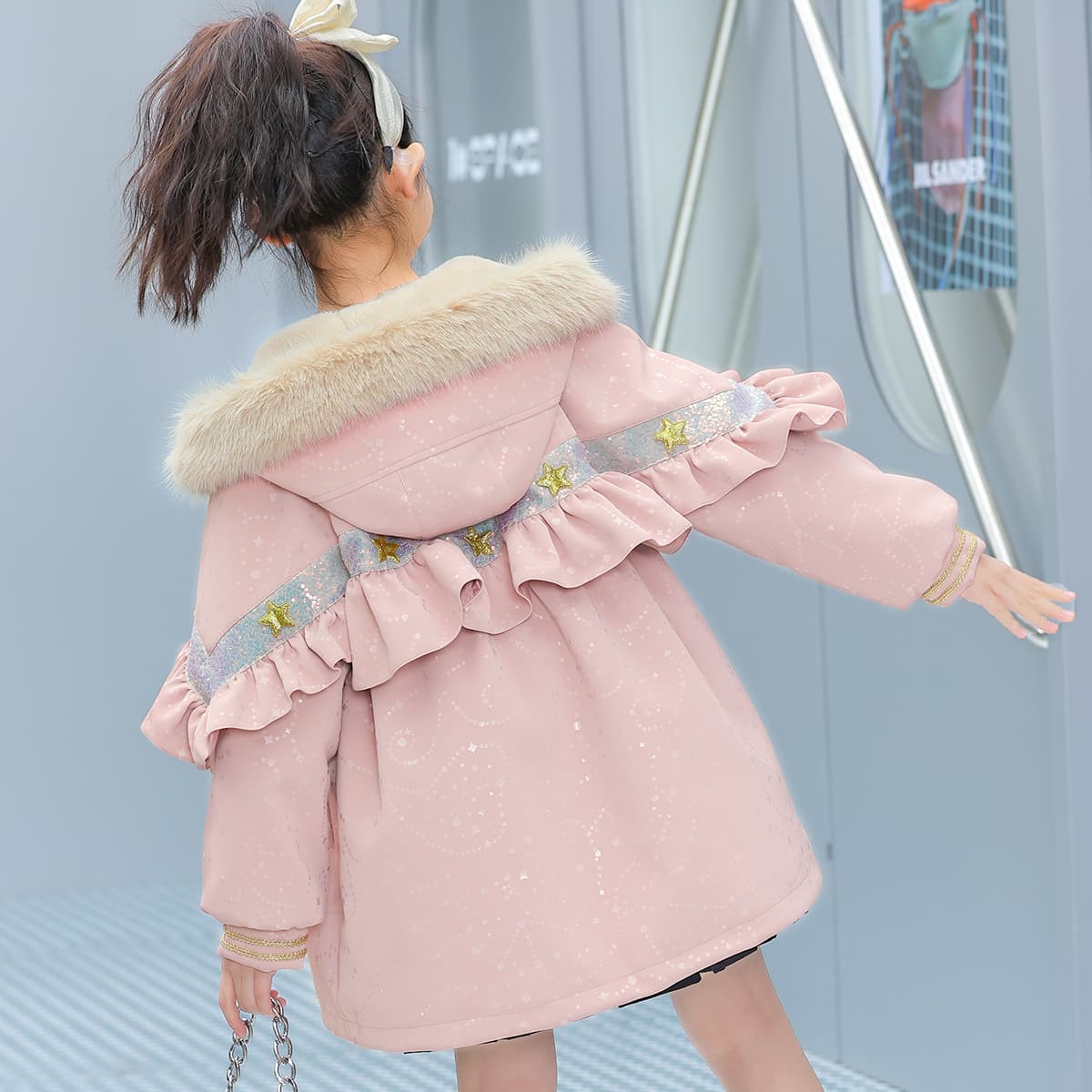 Disney PARKA Пальто Утолщенное и с флисовой подкладкой удобное с капюшоном длинные рукава розовый для детей 3-7 лет - изображение 2
