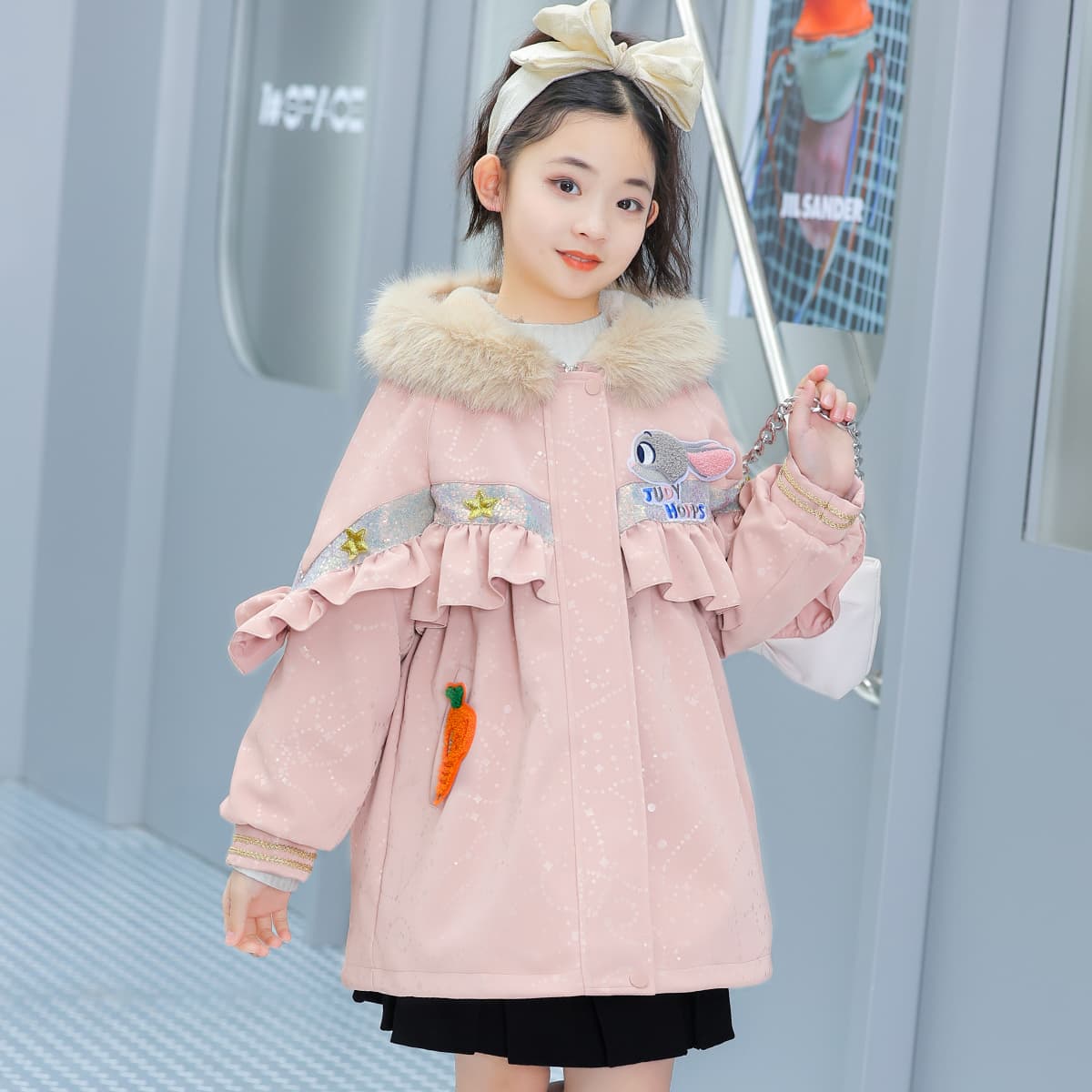 Disney PARKA Пальто Утолщенное и с флисовой подкладкой удобное с капюшоном длинные рукава розовый для детей 3-7 лет - изображение 6