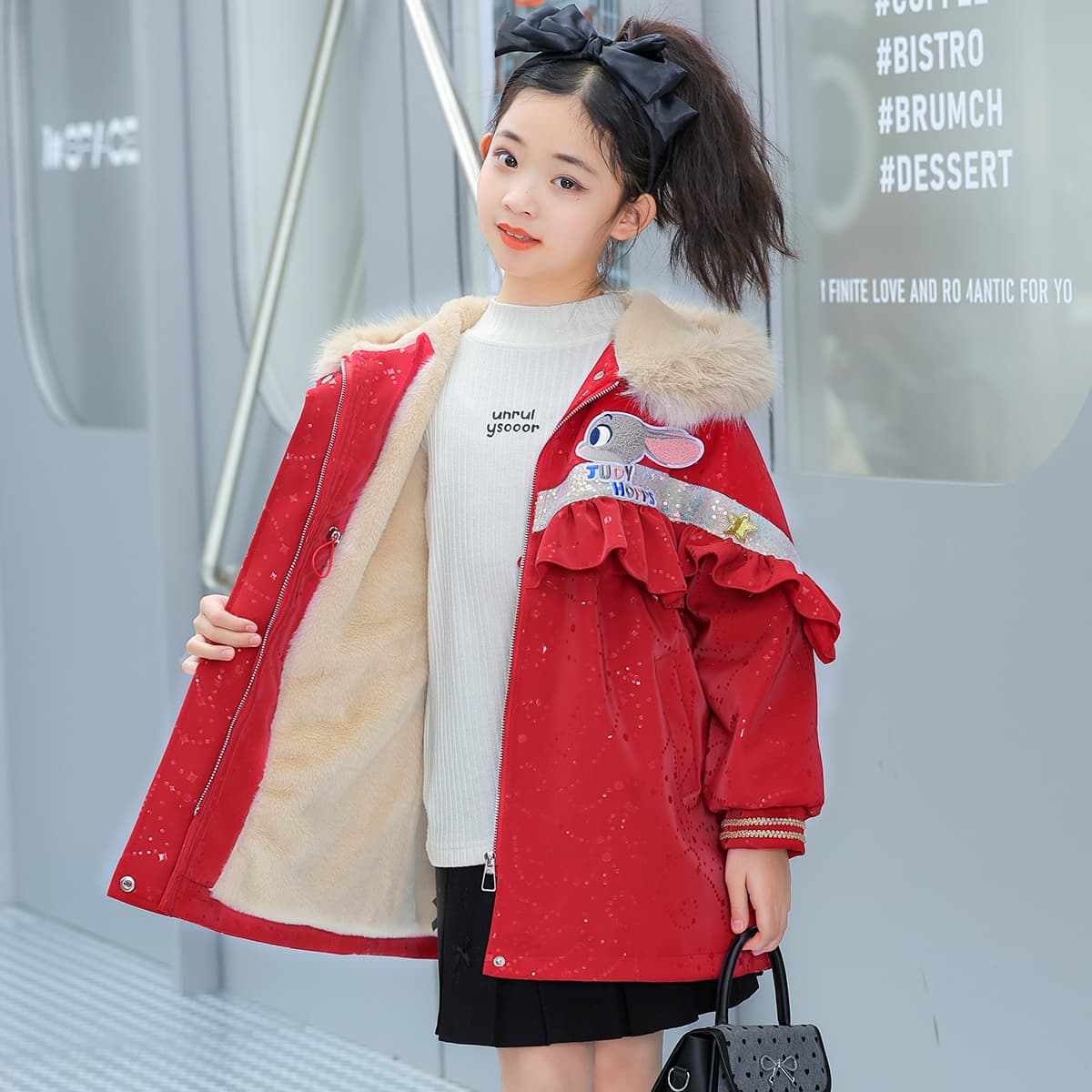 Disney PARKA Пальто Красное Детское для Возраста 3-7 Лет - изображение 4