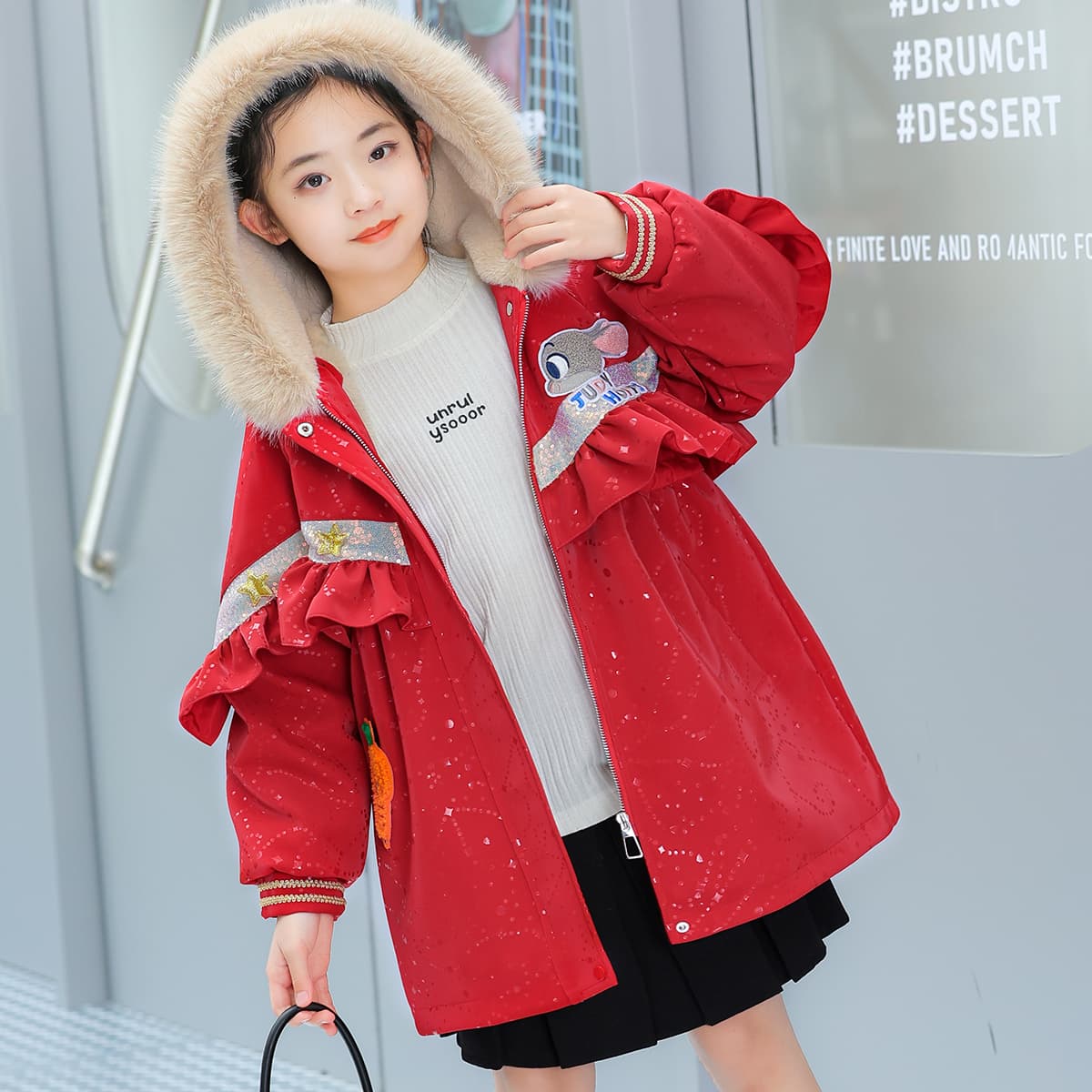 Disney PARKA Пальто Красное Детское для Возраста 3-7 Лет - изображение 5