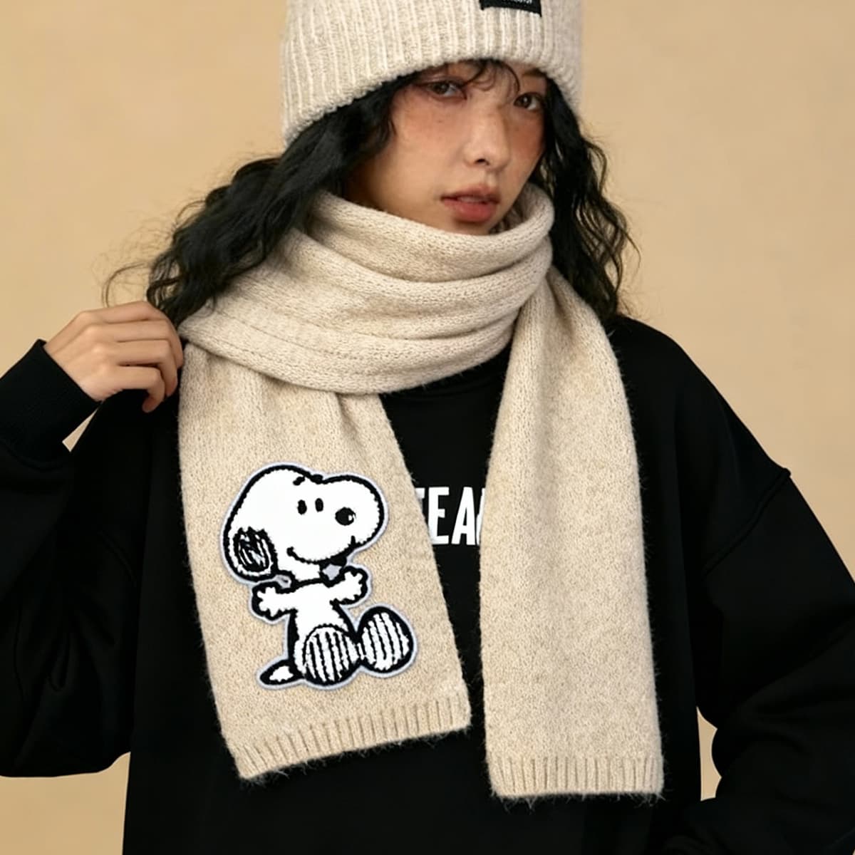 Шарф SNOOPY 81% Включая 95% Включая Полиэстер Трикотаж Шарфы Унисекс - изображение 3