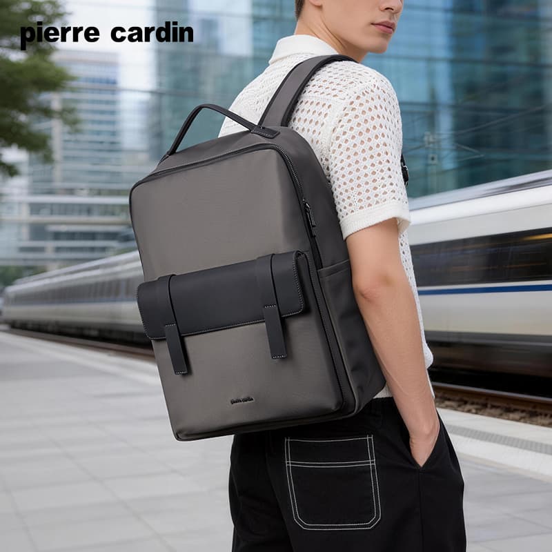 Рюкзак PIERRE CARDIN Джинсовый нейлон с синтетической кожей рюкзак стандартного размера (стандартный) мужской серый зеленый - изображение 2
